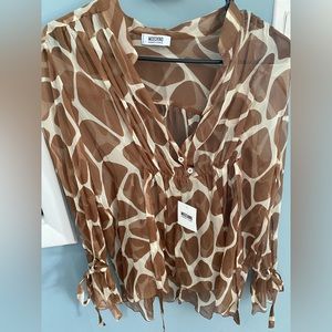Moschino brown rayon top with ties size 10